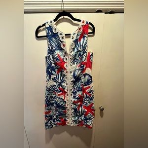 LilLy Pulitzer Valli Shift dress - pink, white, and blue - size 6